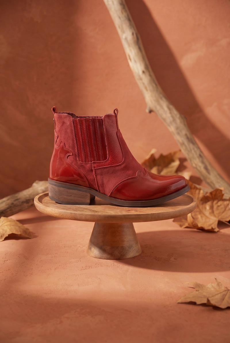 BOTIN CUERO MUJER  FRIDA ROJO - 2