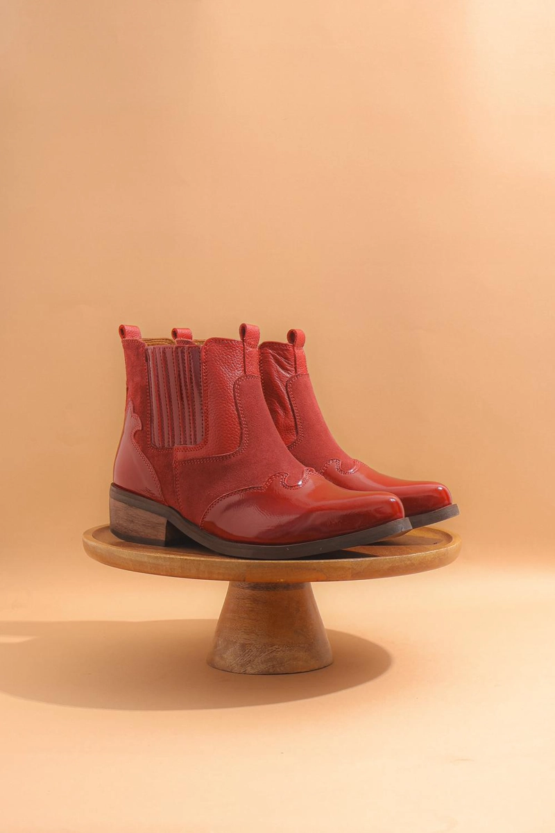 BOTIN CUERO MUJER  FRIDA ROJO - 3