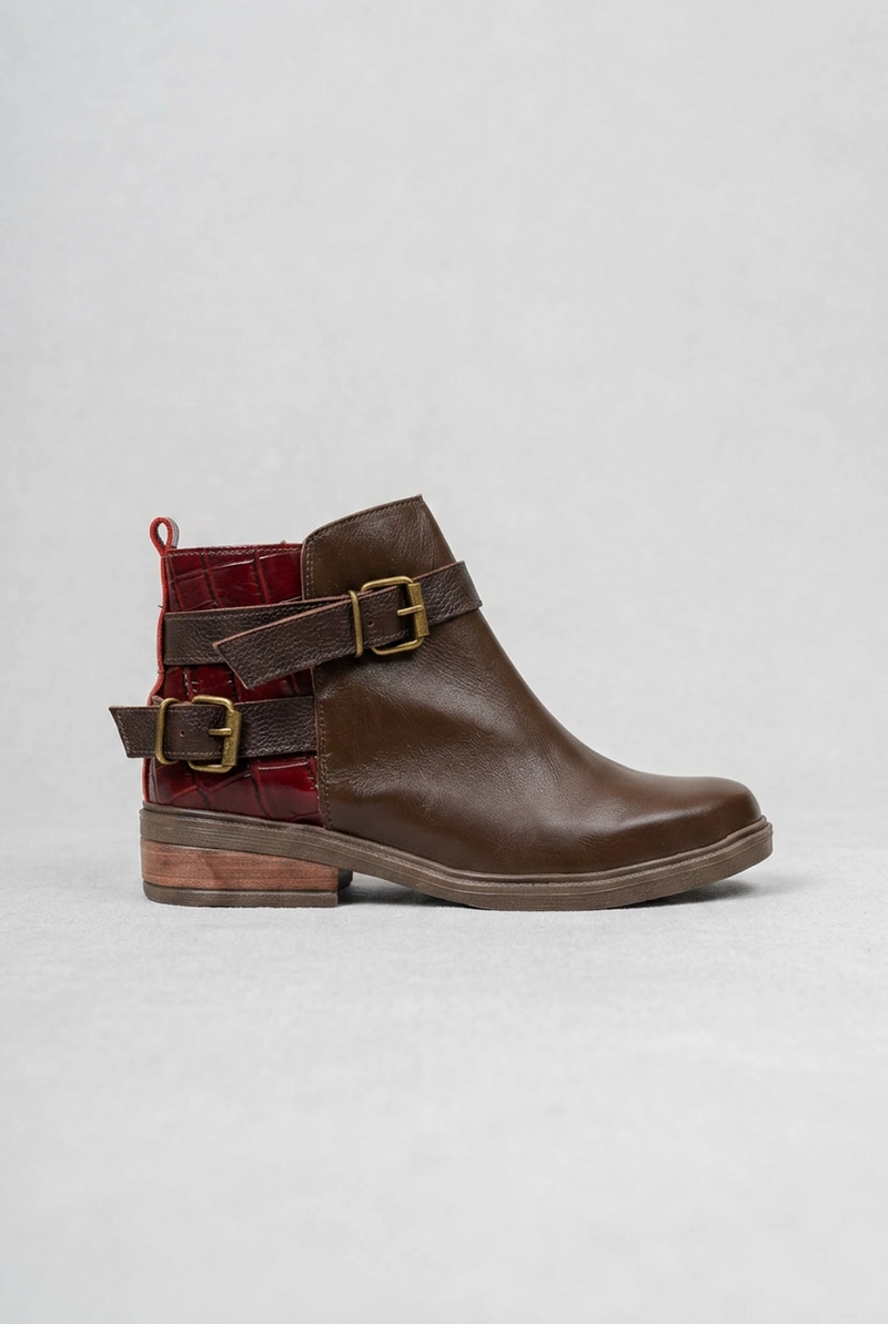 BOTIN CUERO MUJER  LAURA CAFE  BURDEO - 1