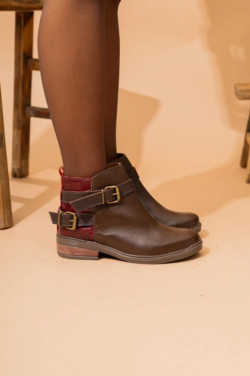 BOTIN CUERO MUJER  LAURA CAFE  BURDEO - 2