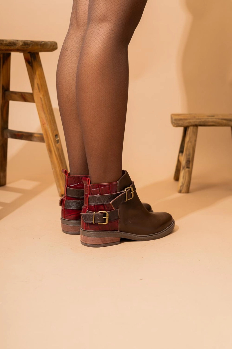 BOTIN CUERO MUJER  LAURA CAFE  BURDEO - 3