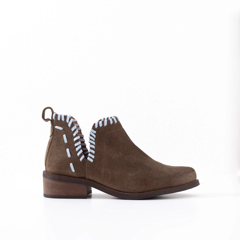 BOTIN CUERO MUJER LUMBRE TAUPE CELESTE - 1