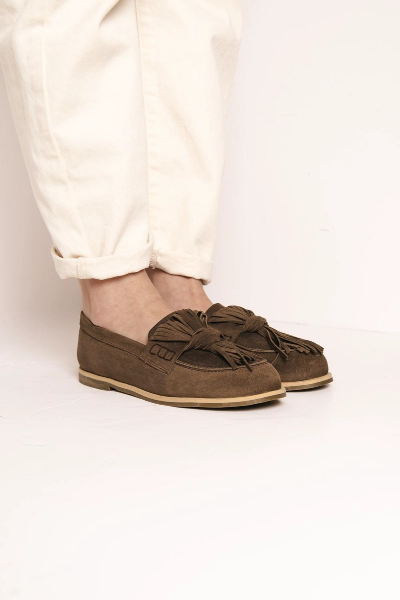 MOCASIN CUERO MUJER  FLORA TAUPE - 7