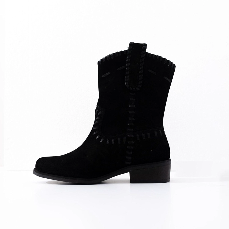 BOTA CUERO MUJER CENIZA NEGRO - 3