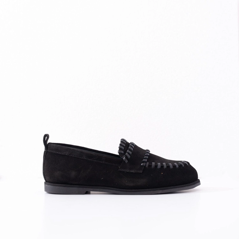 MOCASIN CUERO MUJER ROCIO NEGRO - 1