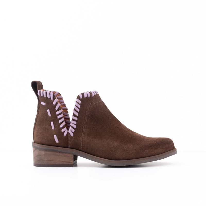 BOTIN CUERO MUJER LUMBRE CAFE  LILA - 1