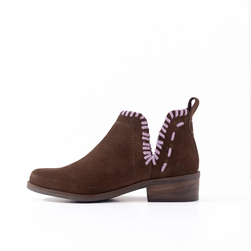 BOTIN CUERO MUJER LUMBRE CAFE  LILA - 2