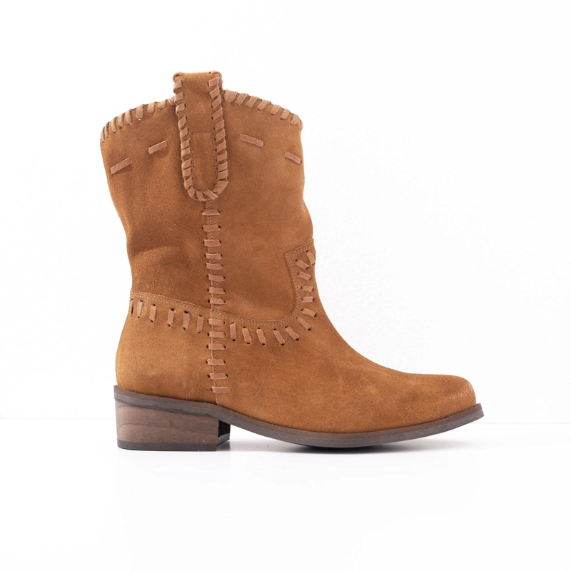 BOTA CUERO MUJER CENIZA CAMEL - 1