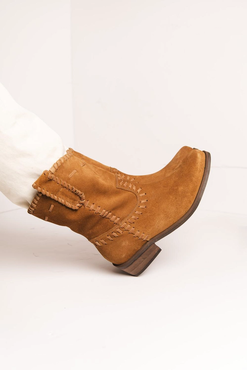 BOTA CUERO MUJER CENIZA CAMEL - 6