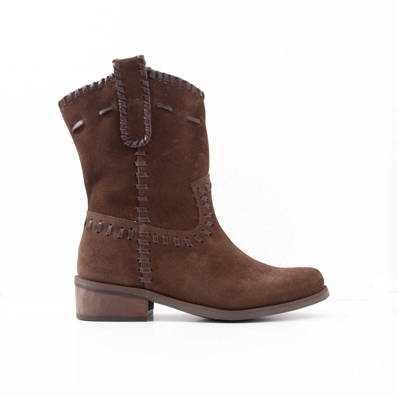 BOTA CUERO MUJER CENIZA CAFE - 1