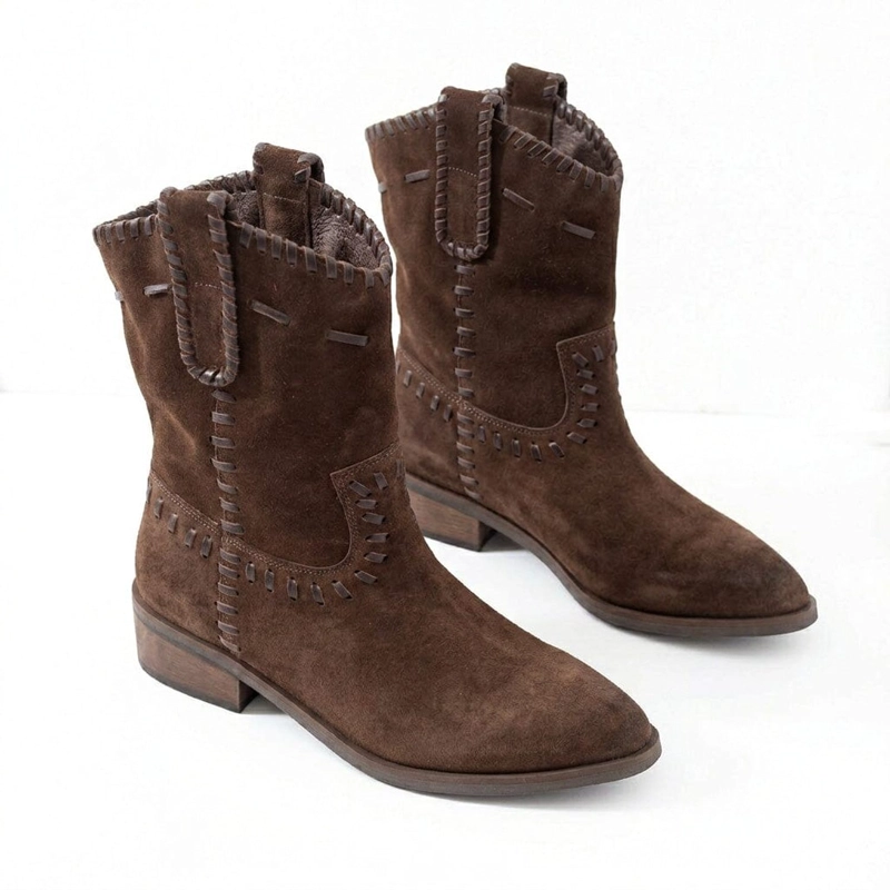 BOTA CUERO MUJER CENIZA CAFE - 2
