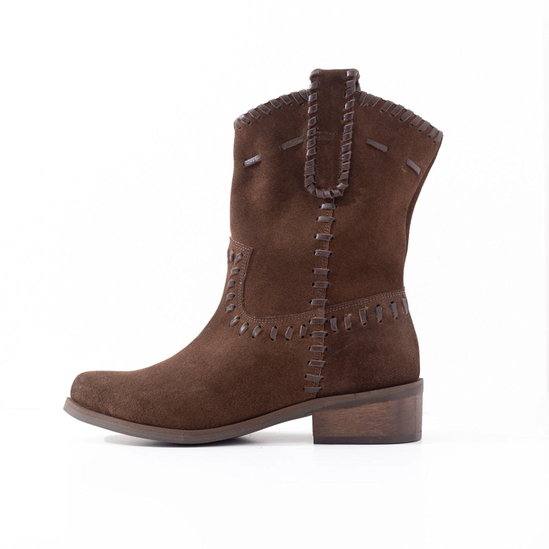 BOTA CUERO MUJER CENIZA CAFE - 3