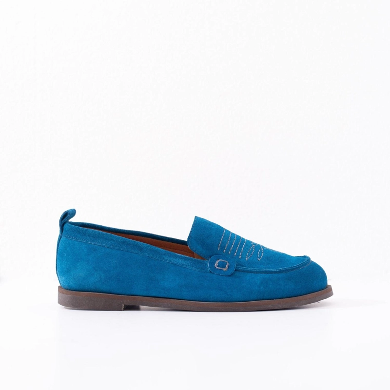 MOCASIN CUERO MUJER  JUNCO AZUL - 1