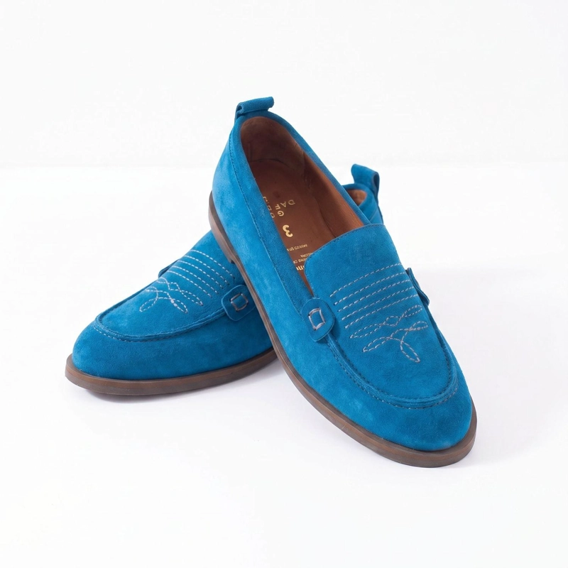 MOCASIN CUERO MUJER  JUNCO AZUL - 2