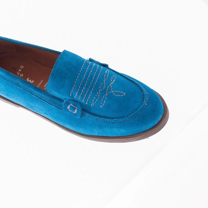 MOCASIN CUERO MUJER  JUNCO AZUL - 4