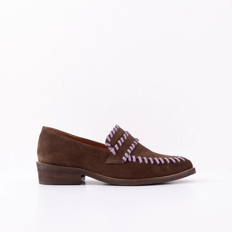 ZAPATO CUERO MUJER RASTRO CAFE LILA 35