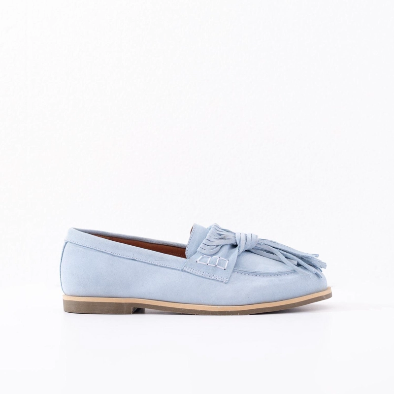 MOCASIN CUERO MUJER  FLORA CELESTE - 1