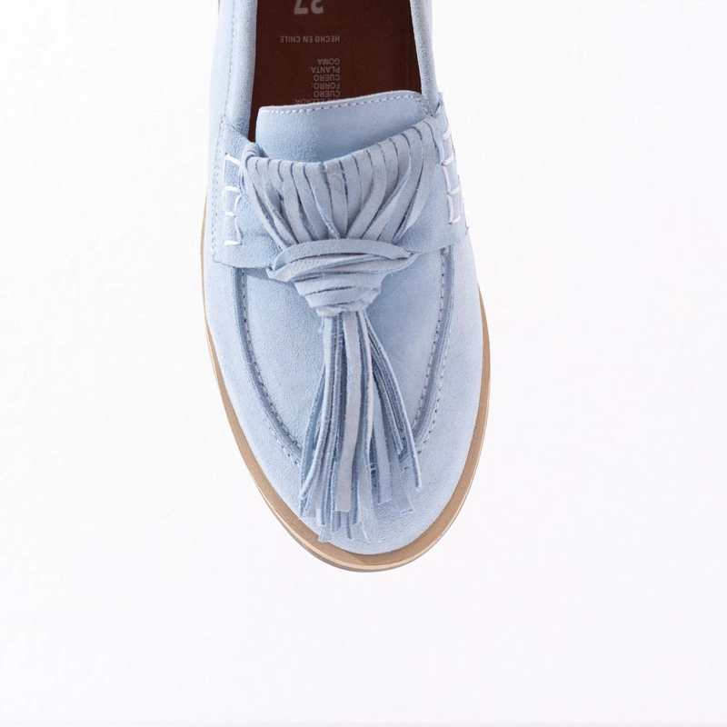 MOCASIN CUERO MUJER  FLORA CELESTE - 4