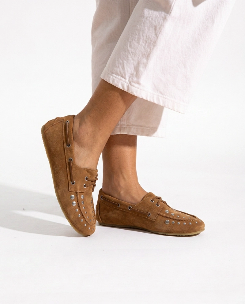 MOCASIN CUERO MUJER  LUCERA CAMEL - 2