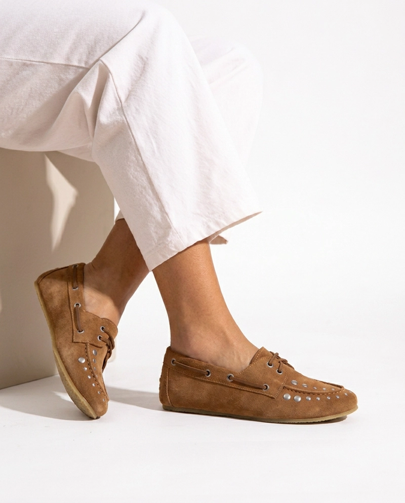 MOCASIN CUERO MUJER  LUCERA CAMEL - 3