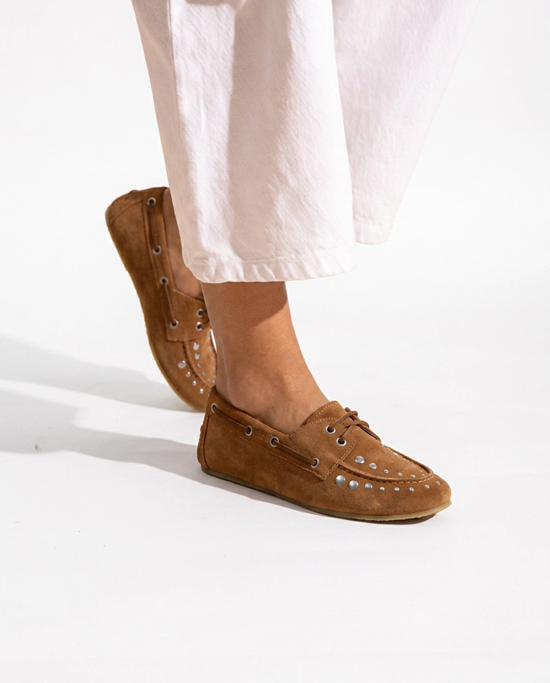 MOCASIN CUERO MUJER  LUCERA CAMEL - 4