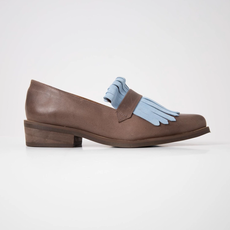 ZAPATO CUERO MUJER  ALBA CAFE  CELESTE - 1