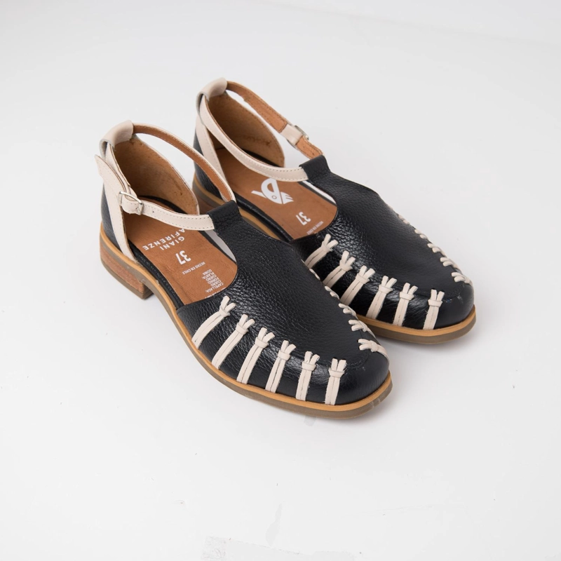 ZAPATO CUERO MUJER  DUNA NEGRO BEIGE - 2
