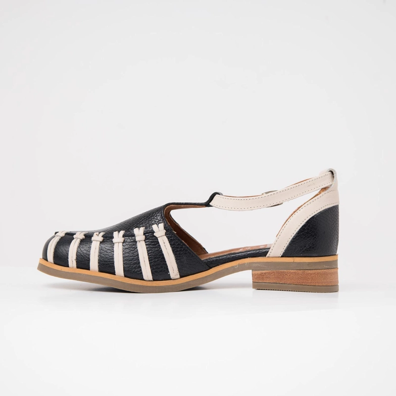 ZAPATO CUERO MUJER  DUNA NEGRO BEIGE - 3