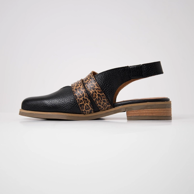 ZAPATO CUERO MUJER  ESTRILDA NEGRO LEOPARDO - 3