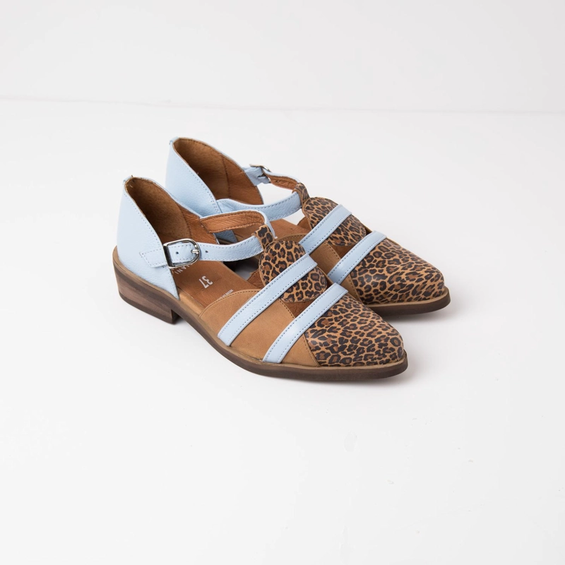 ZAPATO CUERO MUJER  RADAL LEOPARDO CELESTE - 2