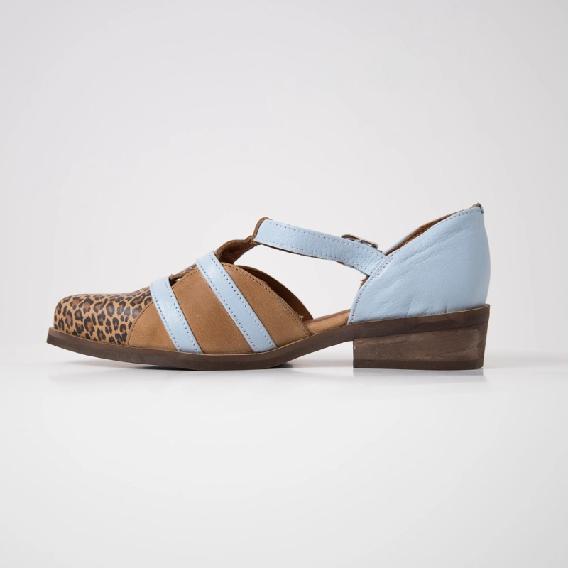 ZAPATO CUERO MUJER  RADAL LEOPARDO CELESTE - 3