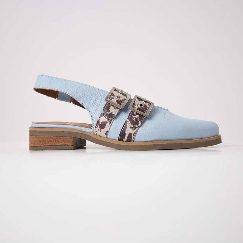 ZAPATO CUERO MUJER  ESTRILDA PRINT CELESTE - 1
