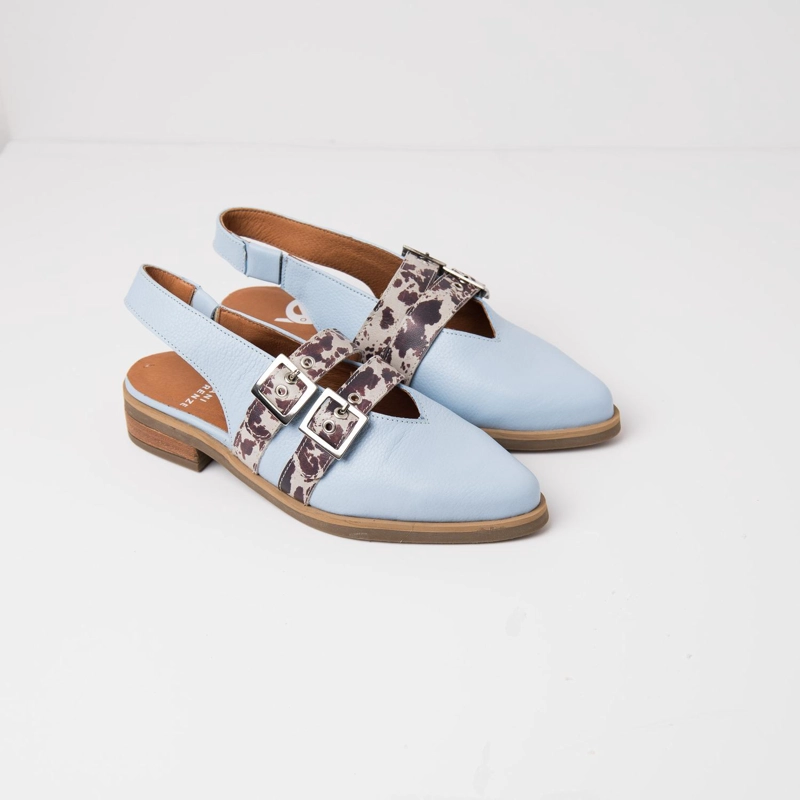 ZAPATO CUERO MUJER  ESTRILDA PRINT CELESTE - 2
