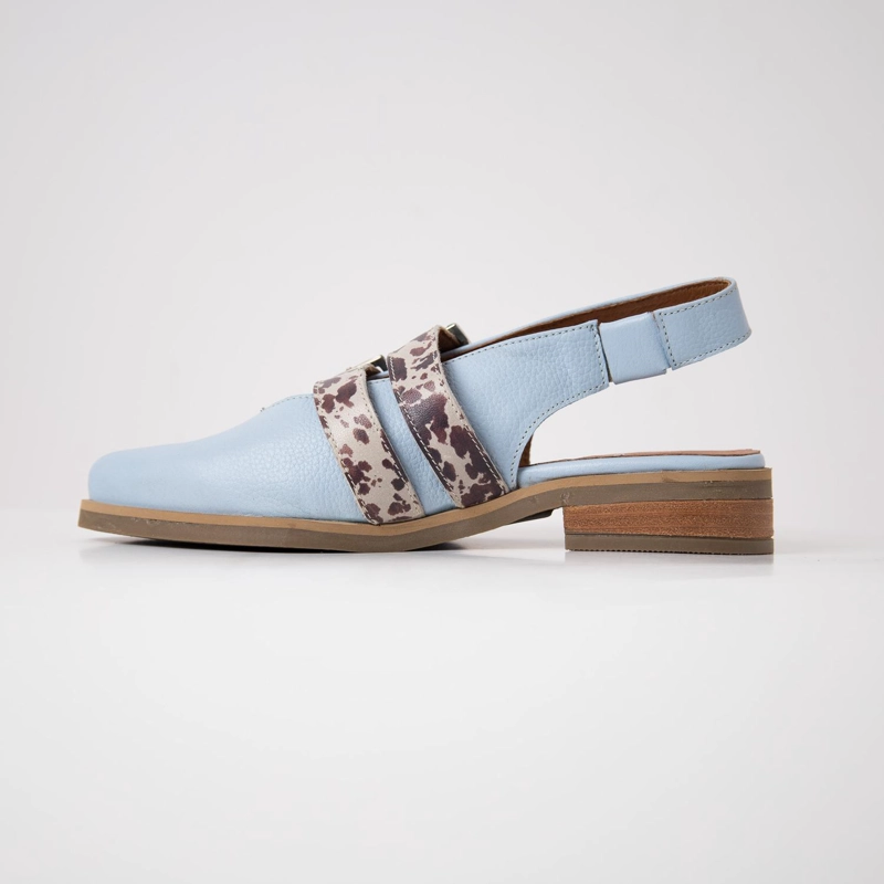 ZAPATO CUERO MUJER  ESTRILDA PRINT CELESTE - 3