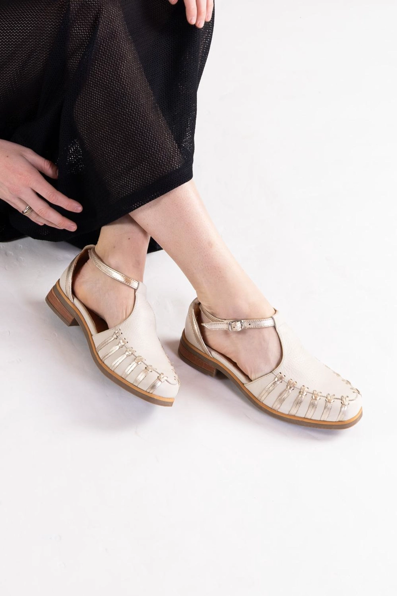 ZAPATO CUERO MUJER  DUNA BEIGE NIQUEL - 4
