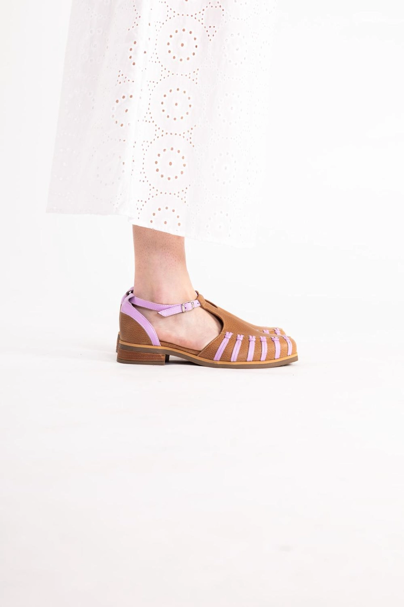 ZAPATO CUERO MUJER  DUNA CAMEL LILA - 2