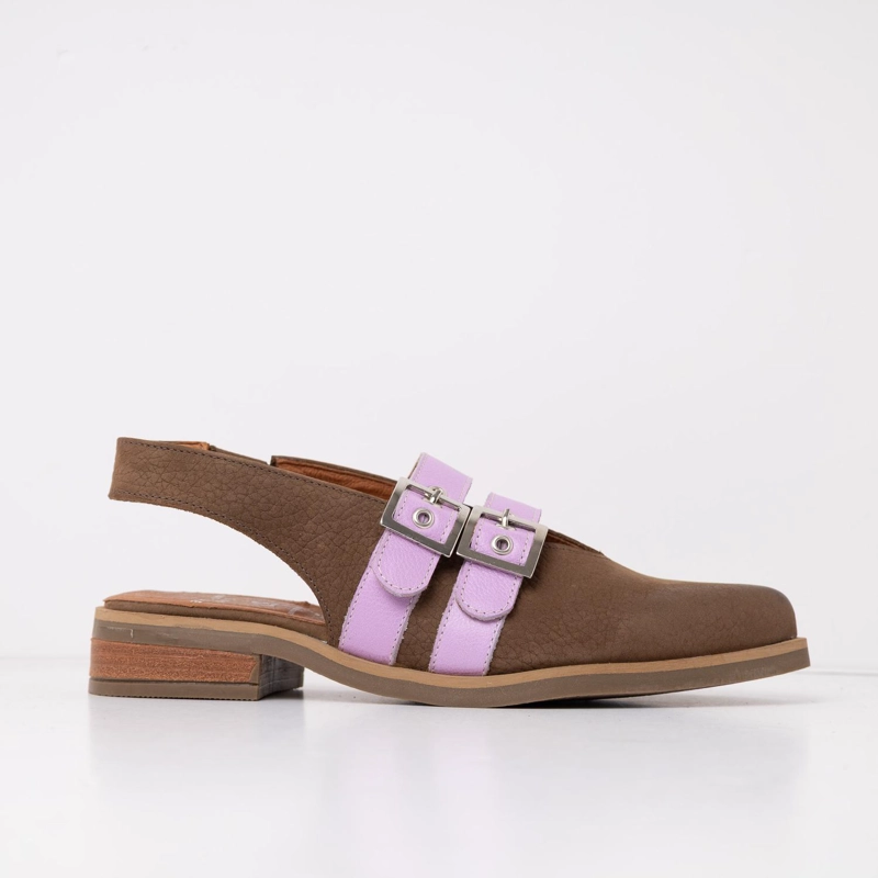 ZAPATO CUERO MUJER  ESTRILDA CAFE LILA - 1