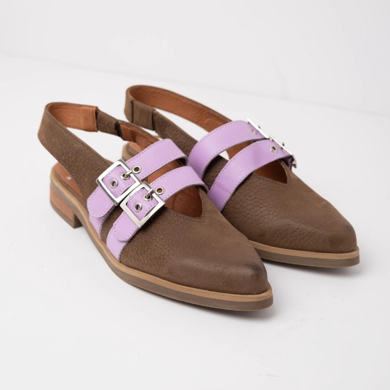 ZAPATO CUERO MUJER  ESTRILDA CAFE LILA - 2