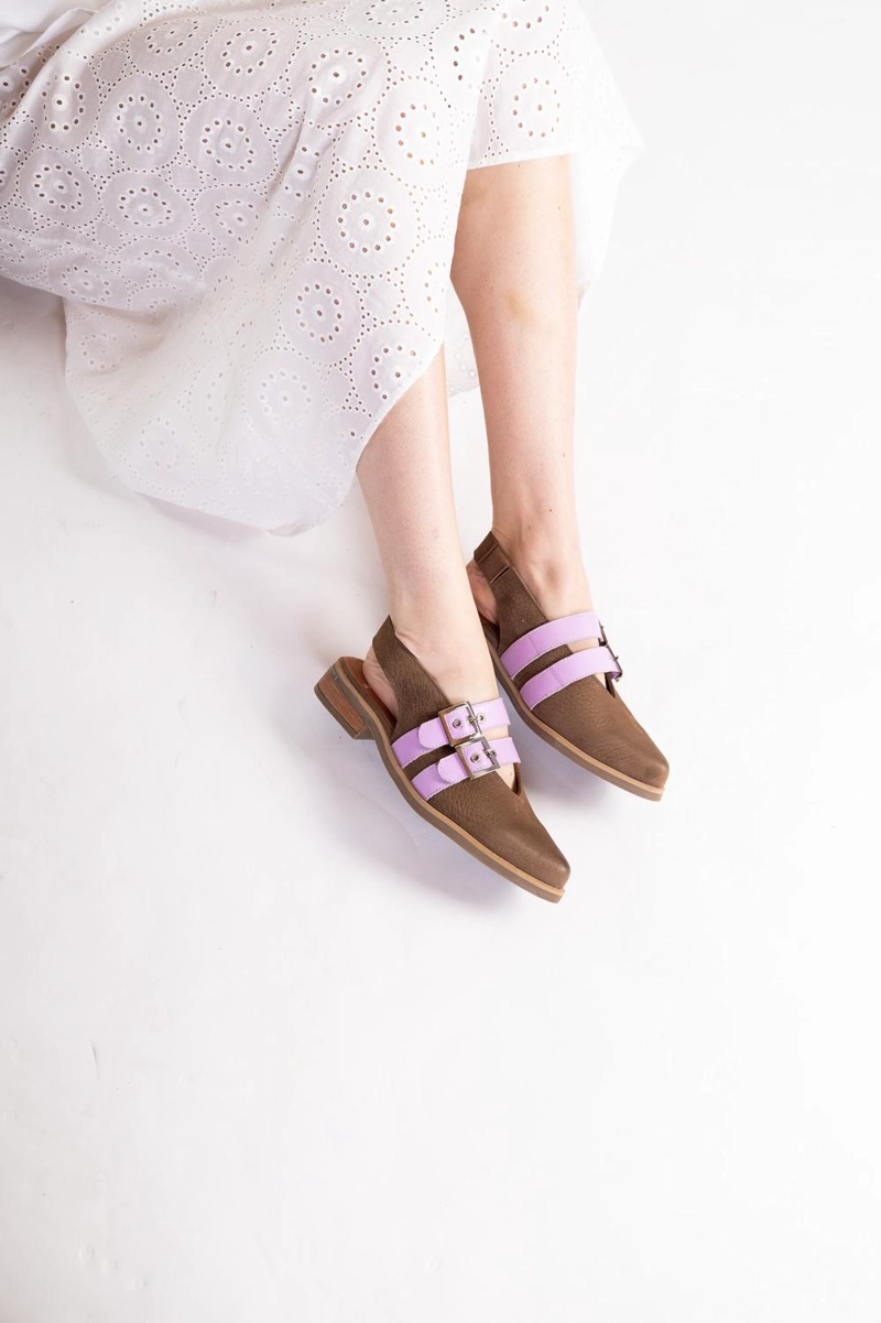 ZAPATO CUERO MUJER  ESTRILDA CAFE  LILA - 2
