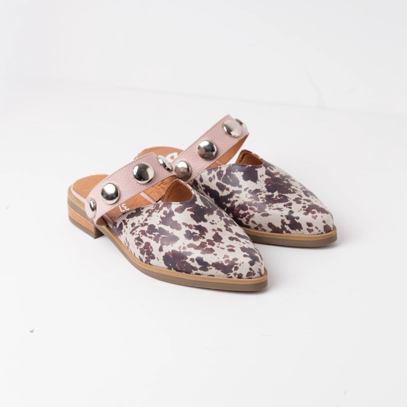 BABUCHA MUJER CUERO  PIBI PRINT ROSADO - 2