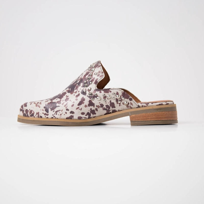 BABUCHA MUJER CUERO  TRAMA PRINT - 3
