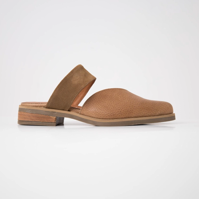 BABUCHA MUJER CUERO  UMBRAL CAMEL - 1