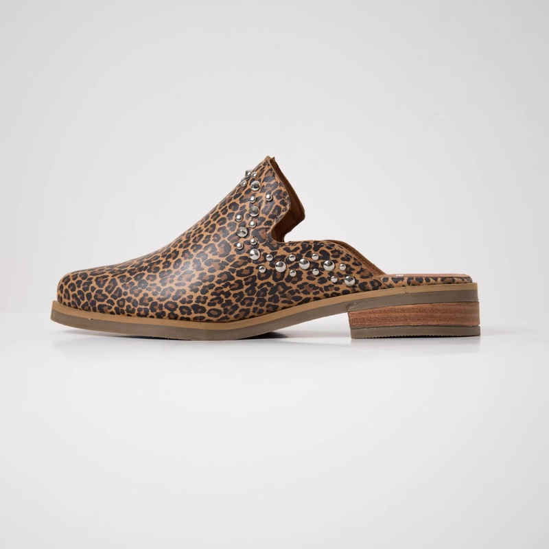 BABUCHA MUJER CUERO  TRAMA LEOPARDO - 3