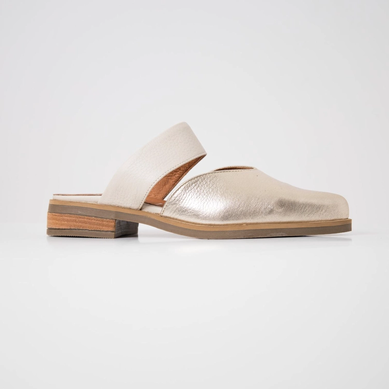 BABUCHA MUJER CUERO  UMBRAL NIQUEL BEIGE - 1