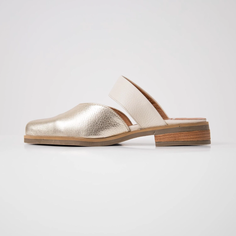 BABUCHA MUJER CUERO  UMBRAL NIQUEL BEIGE - 3