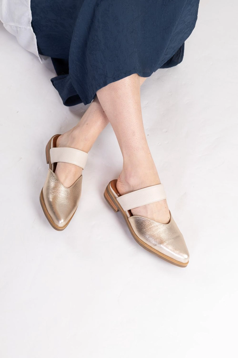 BABUCHA MUJER CUERO  UMBRAL NIQUEL BEIGE - 5