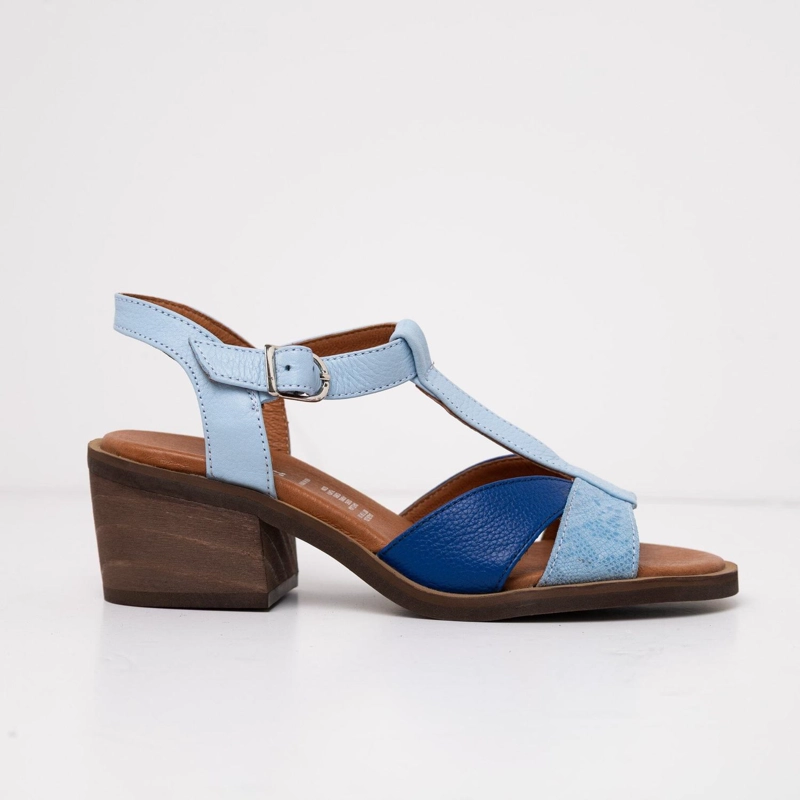 SANDALIA CUERO MUJER  SAUCO CELESTE AZUL - 1