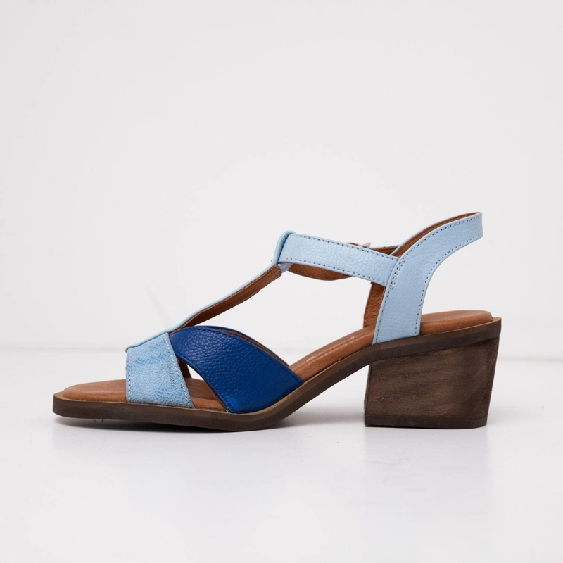 SANDALIA CUERO MUJER  SAUCO CELESTE AZUL - 3