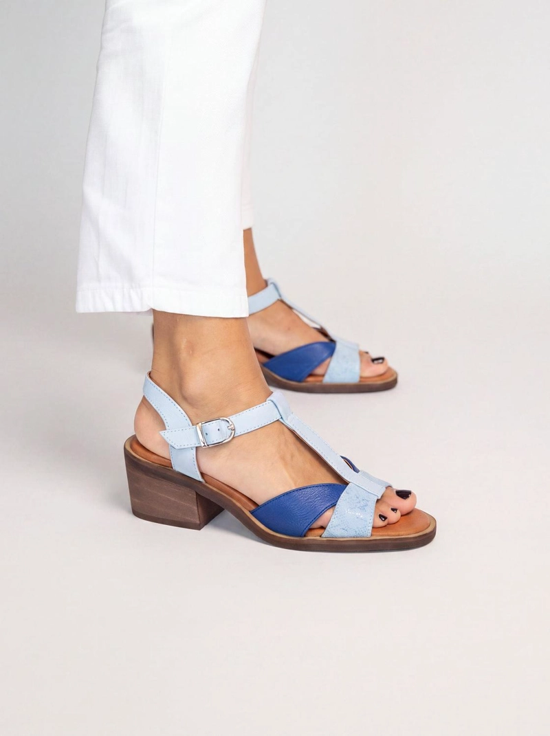 SANDALIA CUERO MUJER  SAUCO CELESTE AZUL - 5