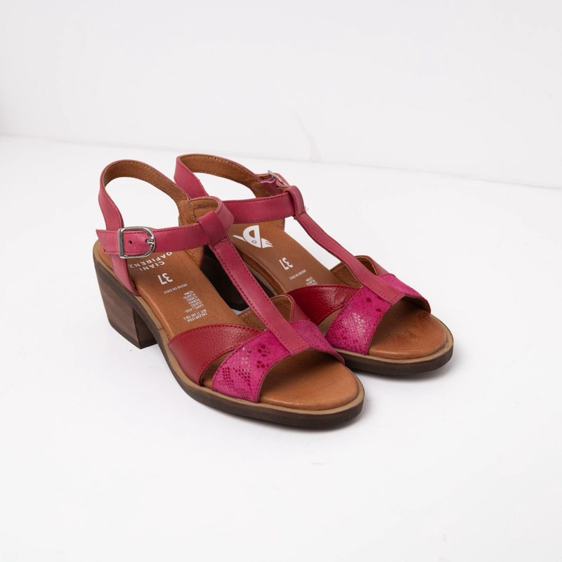 SANDALIA CUERO MUJER  SAUCO FUCSIA ROJO - 2